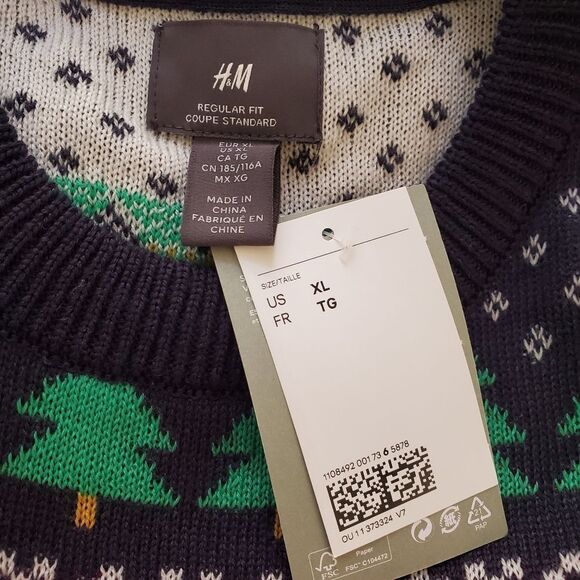🎄 H&M 🎄 NEW! Festive Jacquard Knit Pullover Sweater - [Size XL] - Picture 9 of 11